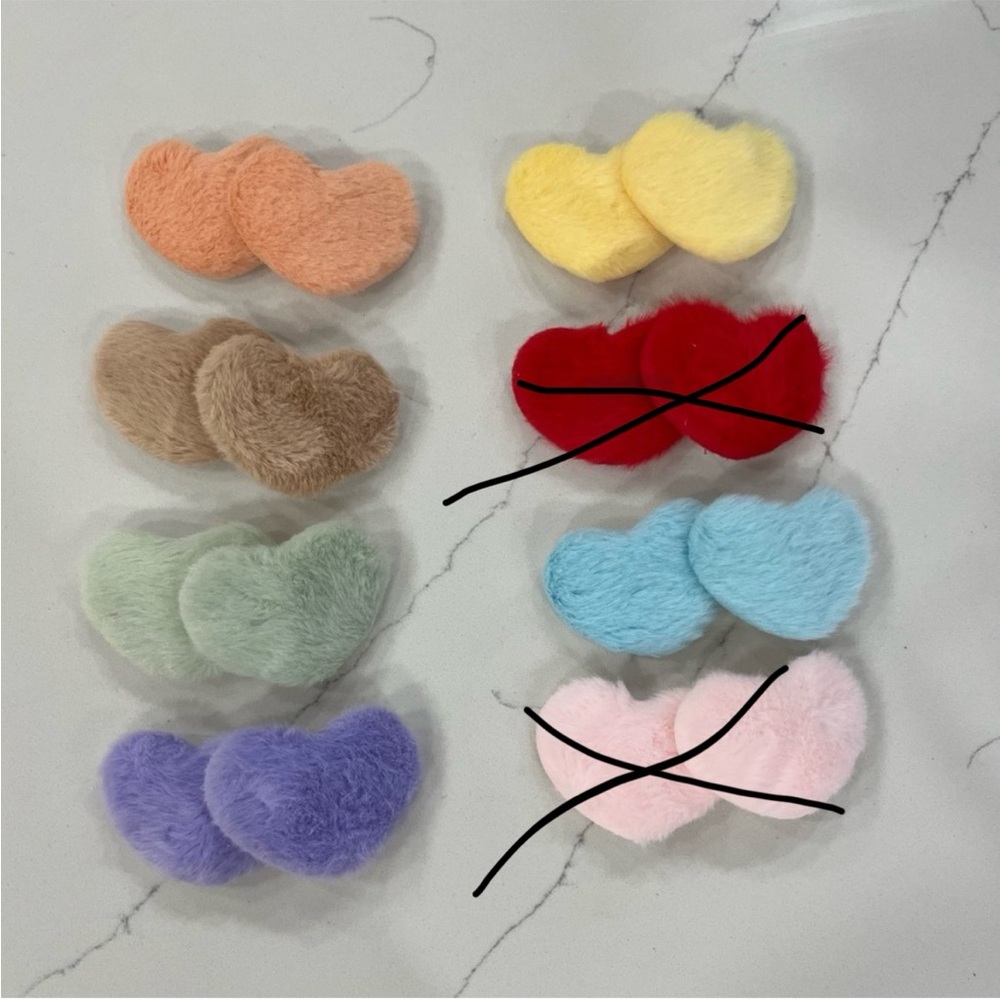 Heart Shaped Fuzzy Hair Clips Choose your Colors 2 sets for $5